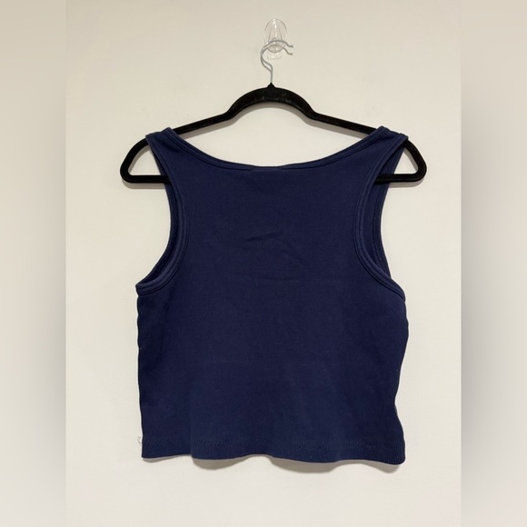 Polo Jeans Co. Vintage Navy Ribbed Cropped Tank Top Size XL July 4 Preppy Y2K - Picture 2 of 5